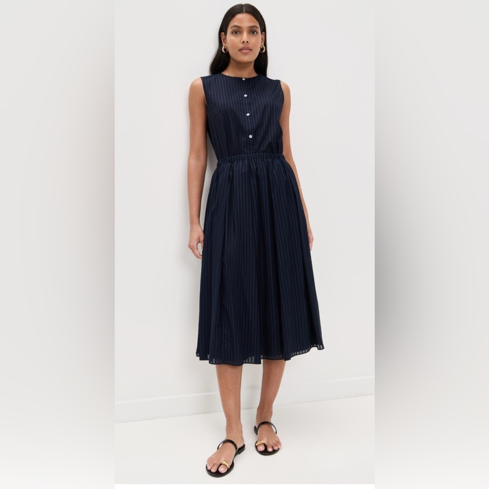 THEORY Navy Sleeveless Cotton Midi Dress Size 6
